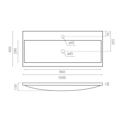 Bathco 0506 - Lavabo encastré MANHATTAN 100x45 cm résine/blanc