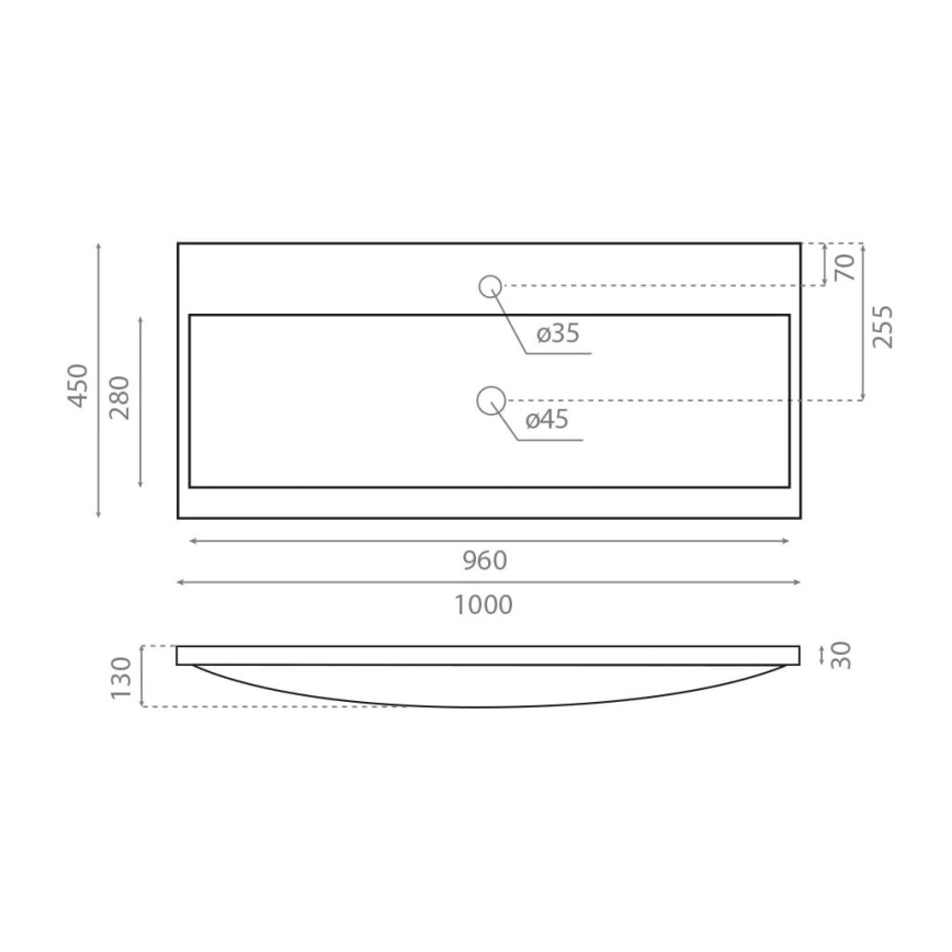 Bathco 0506 - Lavabo encastré MANHATTAN 100x45 cm résine/blanc