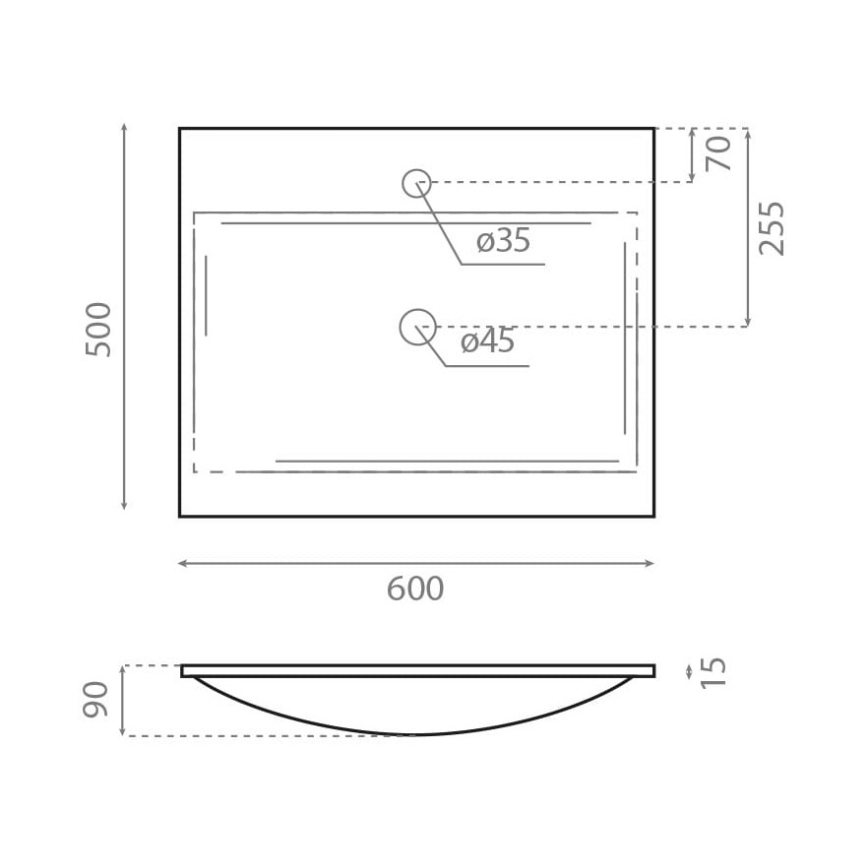 Bathco 0507 - Inbouwwastafel MONACO 60x50 cm hars/wit
