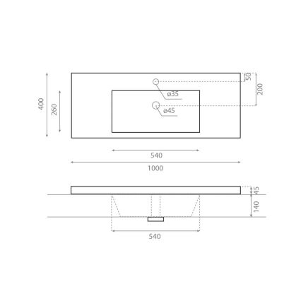 Bathco 0515 - Inbouwwastafel COLLOTO 100x40 cm hars/wit