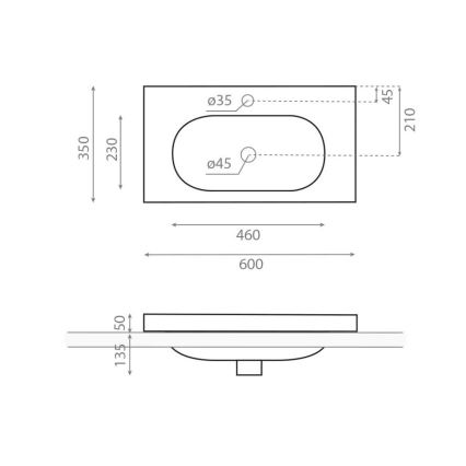 Bathco 0516 - Lavabo encastré ICE 60x35 cm en résine/blanc