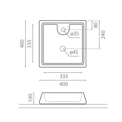 Bathco 4003 - Vasque à poser GALICIA 40 x 40 cm, porcelaine, blanc
