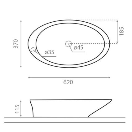 Bathco 4020 - Opzetwastafel PURE 62x37 cm porselein/wit