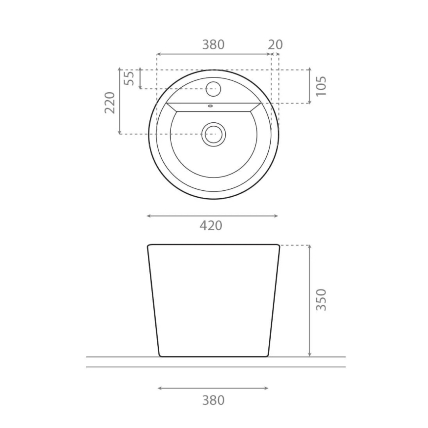 Bathco 4057 - Vasque à poser FLORENCIA Ø 42 cm porcelaine/blanc