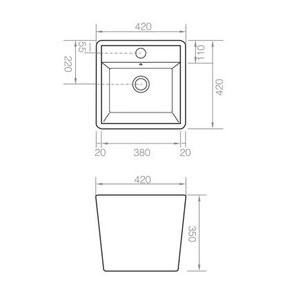Bathco 4059 - Opzetwastafel GENOVA 42x42 cm porselein/wit
