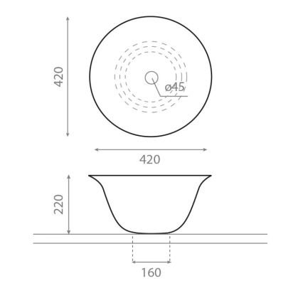 Bathco 4062 - Lavabo à poser NORDIC Ø 42 cm porcelaine/blanc