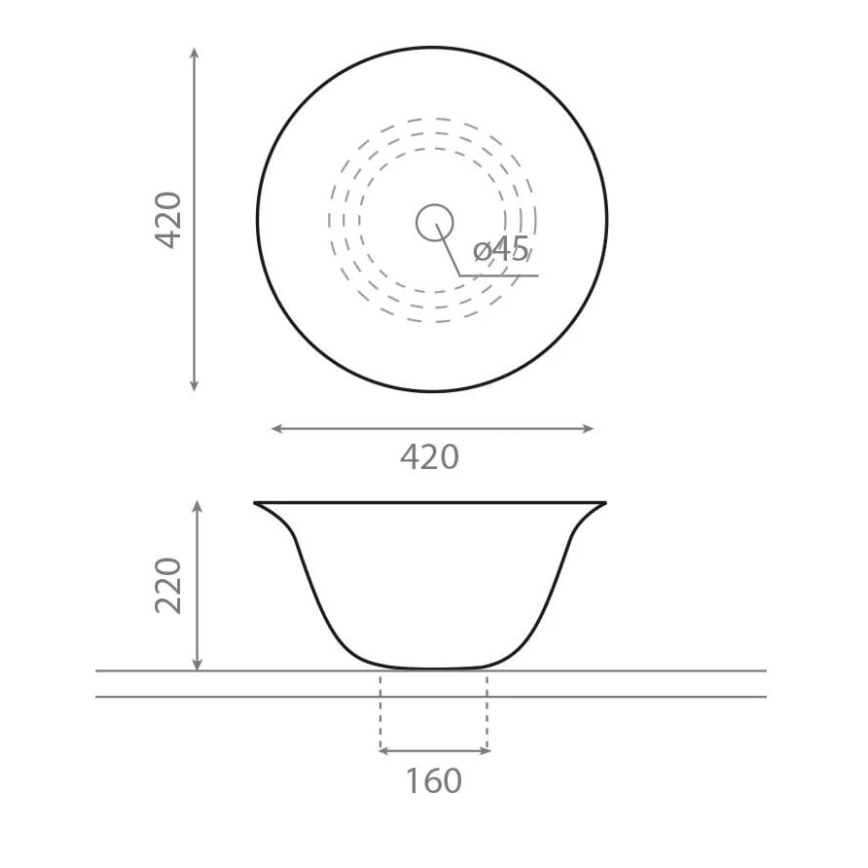 Bathco 4062 - Opzetwastafel NORDIC Ø 42 cm porselein/wit