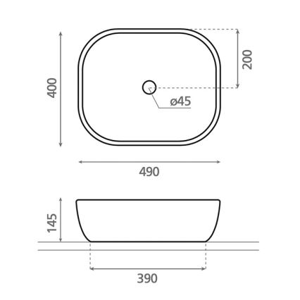 Bathco 4072 - Vasque à poser OLEA 49 x 40 cm porcelaine/blanc
