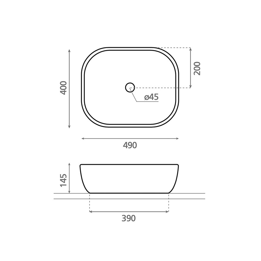Bathco 4072 - Vasque à poser OLEA 49 x 40 cm porcelaine/blanc