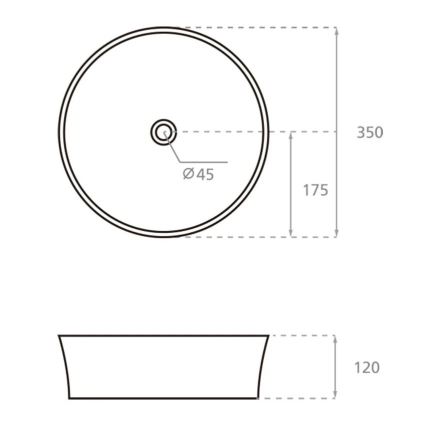 Bathco 4086 - Opzetwastafel VOLTA Ø 35 cm porselein/wit