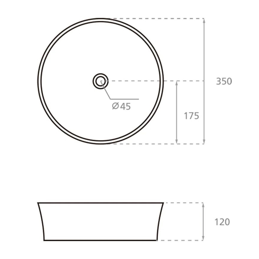 Bathco 4086 - Opzetwastafel VOLTA Ø 35 cm porselein/wit