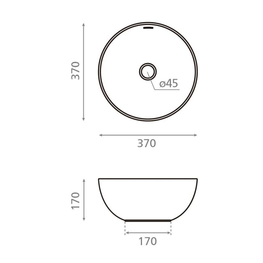 Bathco 4131 - Opzetwastafel BARI Ø 37 cm porselein/wit