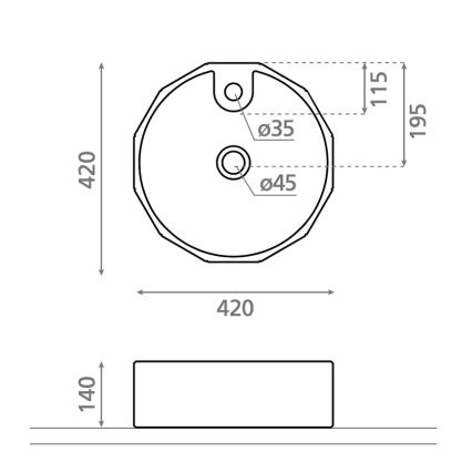 Bathco 4158 - Lavabo à poser CIRCUS diam. 42 cm porcelaine/blanc
