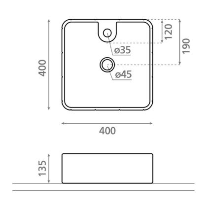 Bathco 4163 - Lavabo à poser CIRCUS 40x40 cm porcelaine/blanc