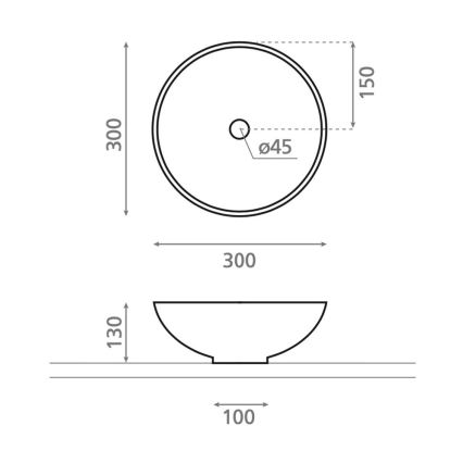 Bathco 4914 - Vasque à poser DAKAR Ø 30 cm porcelaine/blanc