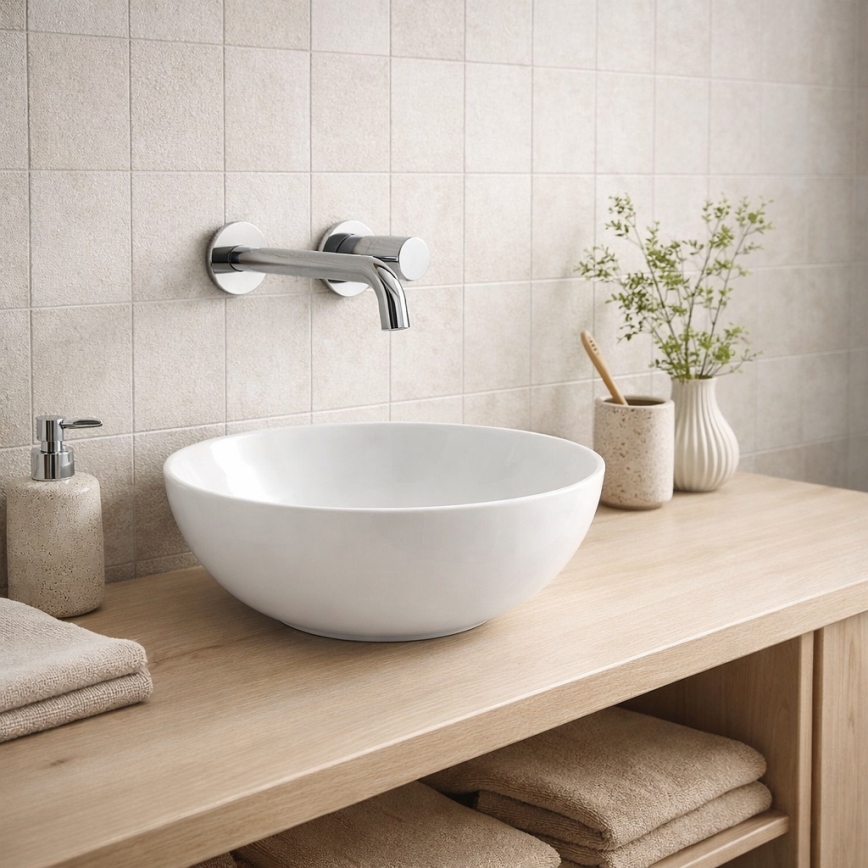 Bathco 4914 - Vasque à poser DAKAR Ø 30 cm porcelaine/blanc