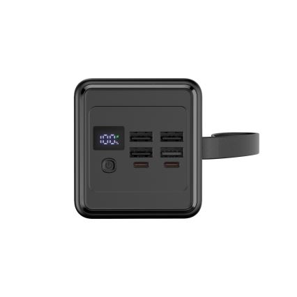 Batterie portative 60000 mAh 20W Power Delivery 4xUSB-A + 2xUSB-C avec Lampe de poche LED et câble USB-C 1m noir