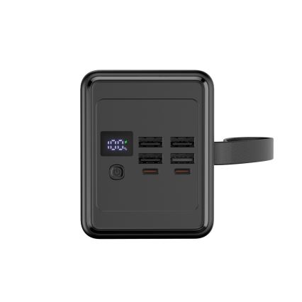 Batterie portative 70000 mAh 20W Power Delivery 4xUSB-A + 2xUSB-C avec Lampe de poche LED et câble USB-C 1m noir