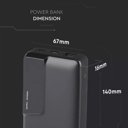 Batterie portative avec écran 10000mAh/3,7V noire