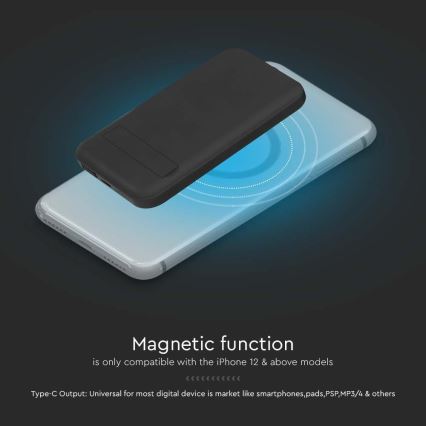 Batterie portative magnétique avec charge sans fil Power Delivery 10 000mAh/20W/3,7V noir