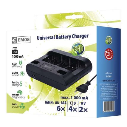 Batterijlader UNI6 AAA/AA/C/D/9V 230V