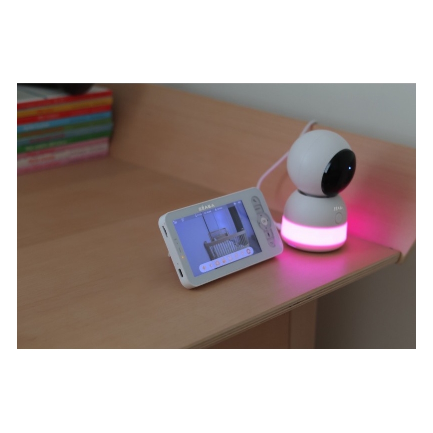 Beaba - Babyphone connecté et rechargeable avec écran ZEN NIGHT 720p 5V 4000 mAh Wi-Fi blanc
