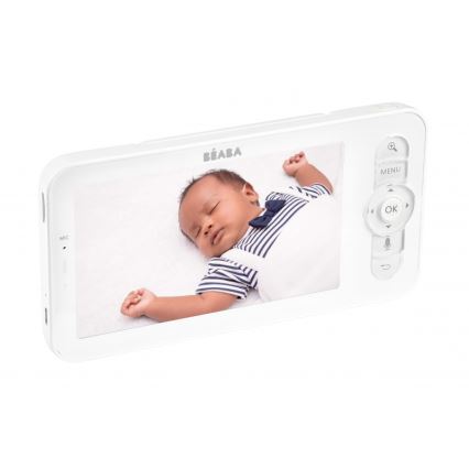 Beaba - Babyphone connecté et rechargeable avec écran ZEN NIGHT 720p 5V 4000 mAh Wi-Fi blanc