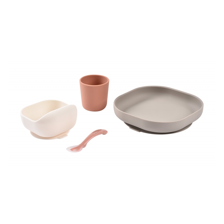Beaba - Ensemble de vaisselle pour enfants Terracotta, 4 pièces