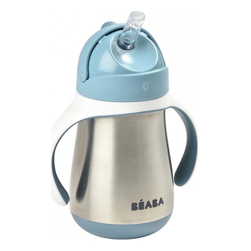 Beaba - Geïsoleerde drinkbeker met rietje 250 ml blauw