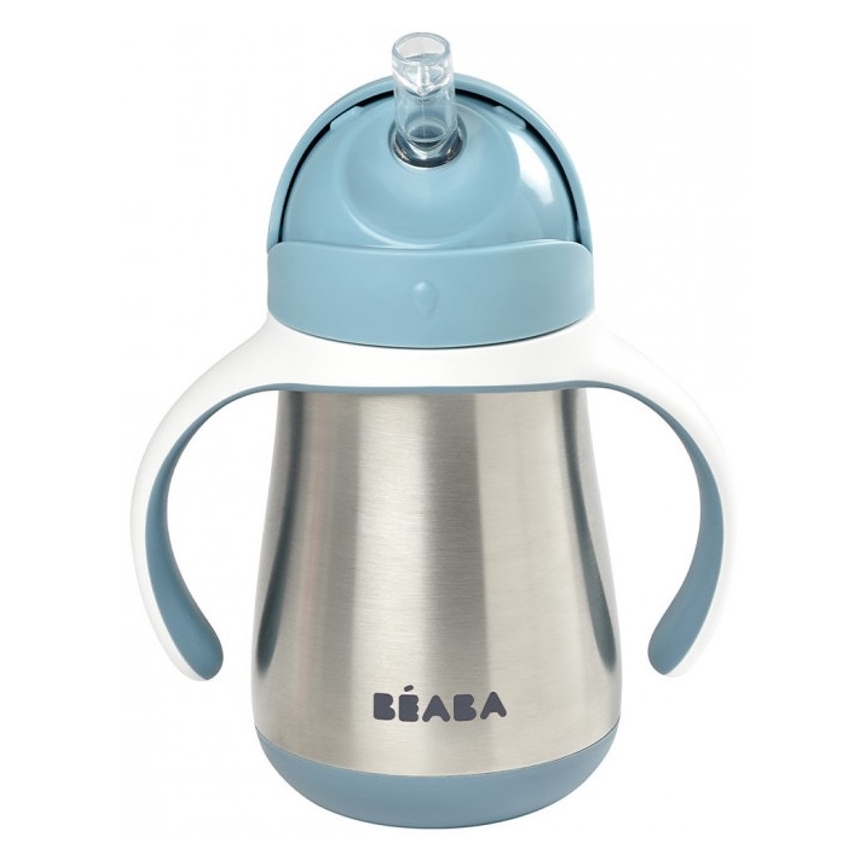 Beaba - Geïsoleerde drinkbeker met rietje 250 ml blauw