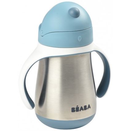 Beaba - Geïsoleerde drinkbeker met rietje 250 ml blauw