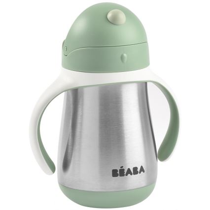 Beaba - Gobelet isotherme avec paille 250 ml, vert