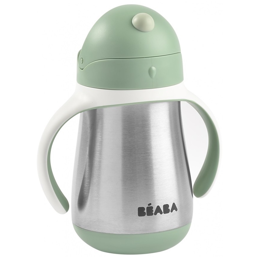 Beaba - Gobelet isotherme avec paille 250 ml, vert