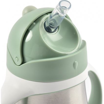 Beaba - Gobelet isotherme avec paille 250 ml, vert