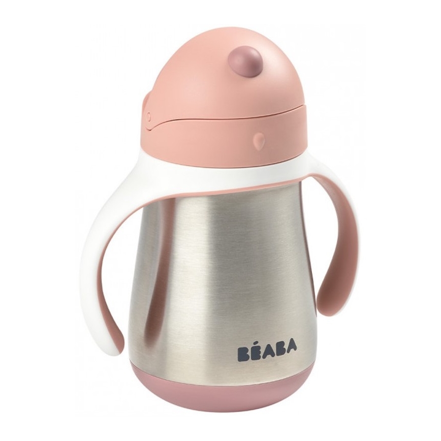 Beaba - Mug thermo-isolé avec paille 250 ml rose