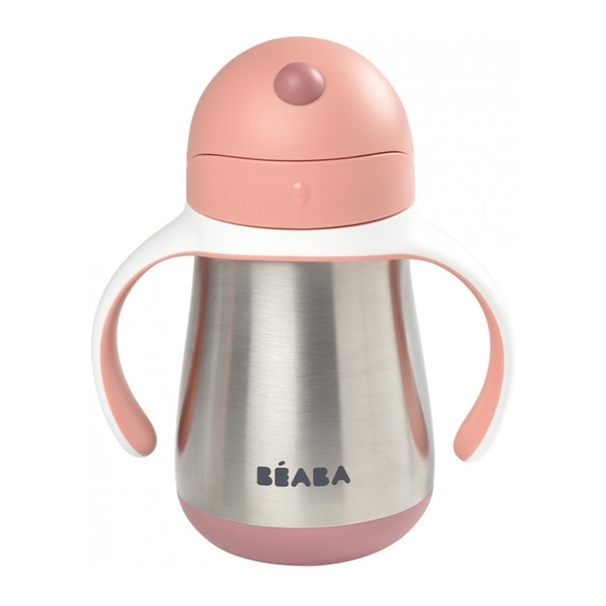 Beaba - Mug thermo-isolé avec paille 250 ml rose