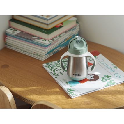 Beaba - Mug thermo-isolé avec paille 250 ml vert