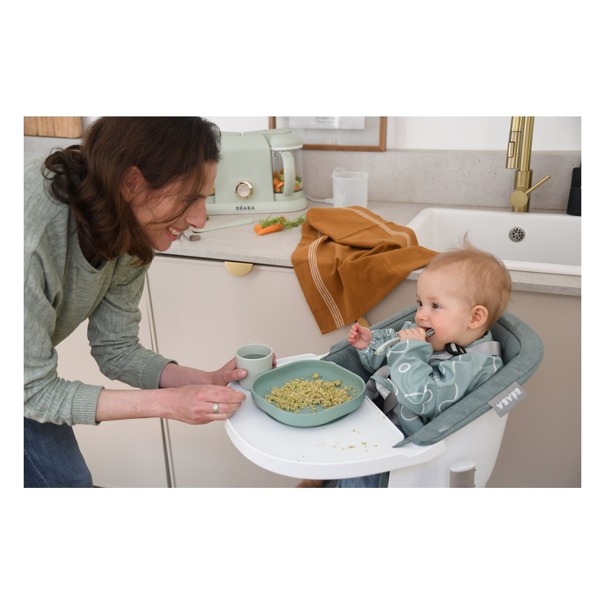 Beaba - Set de vaisselle pour enfants, vert sauge, 4 pièces