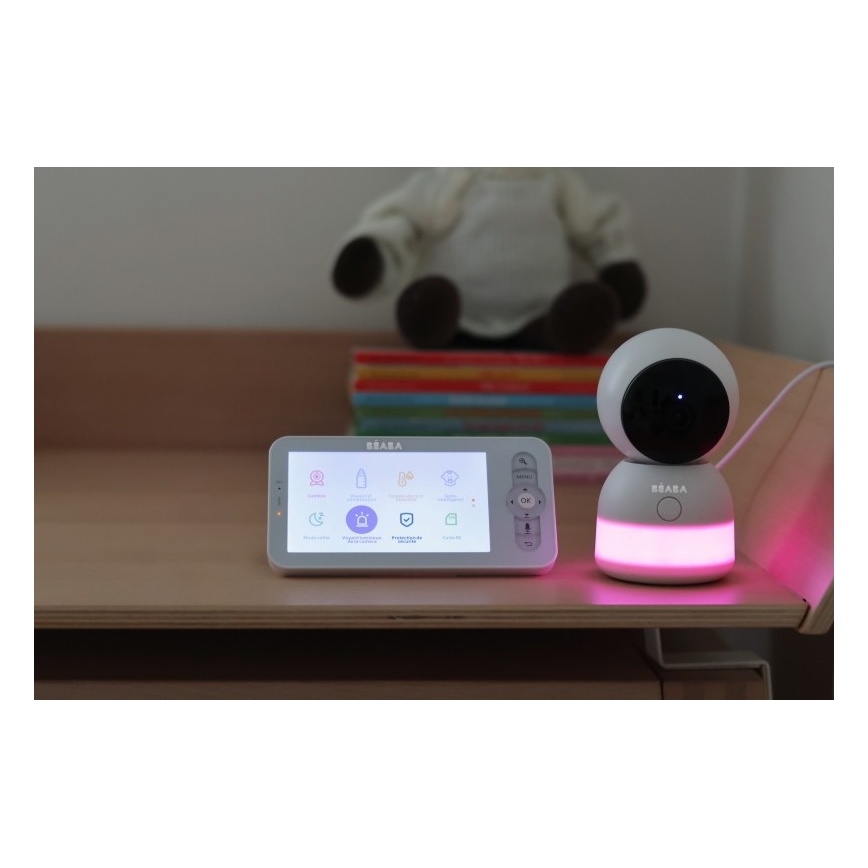 Beaba - Slimme oplaadbare babyfoon met monitor ZEN NIGHT 720p 5V 4000 mAh Wi-Fi wit