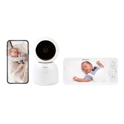 Beaba - Slimme oplaadbare babyfoon met monitor ZEN NIGHT 720p 5V 4000 mAh Wi-Fi wit