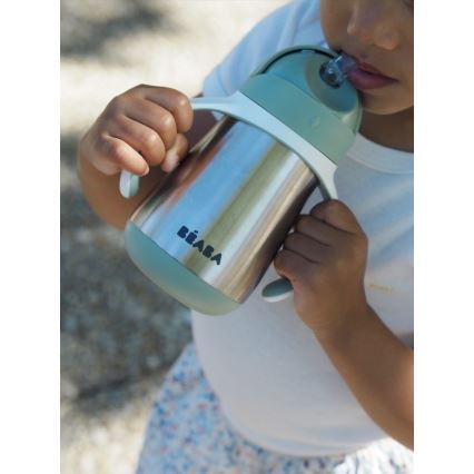 Beaba - Thermisch geïsoleerde drinkbeker met rietje 250 ml groen