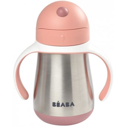 Beaba - Thermo-isolerende mok met rietje 250 ml roze