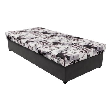 Bed NOE 90x200 met veringmatras en opbergruimte, grijs/zwart