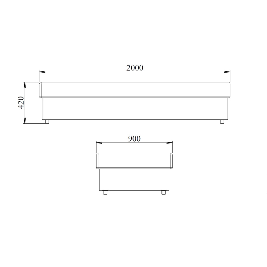 Bed NOE 90x200 met veringmatras en opbergruimte, grijs/zwart