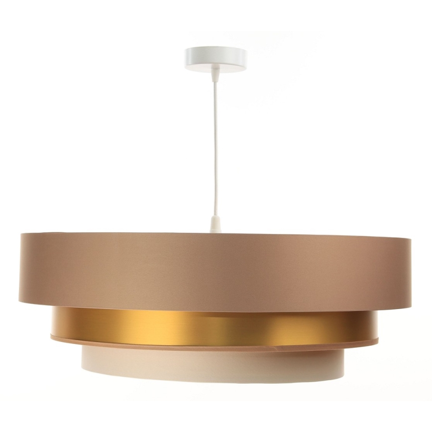 Beige Goudkleurige Kroonluchter aan een koord TRINITI 1x E27 / 60W / 230V