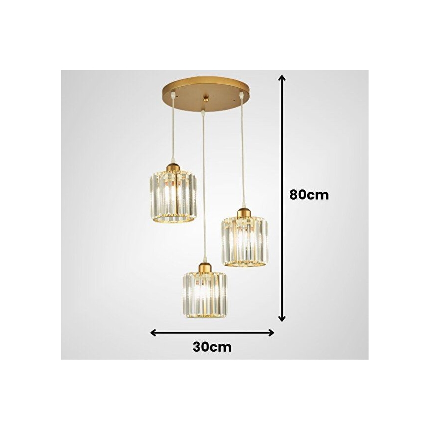 BELLA hanglamp aan snoer, 3x E27/40W/230V, goudkleurig