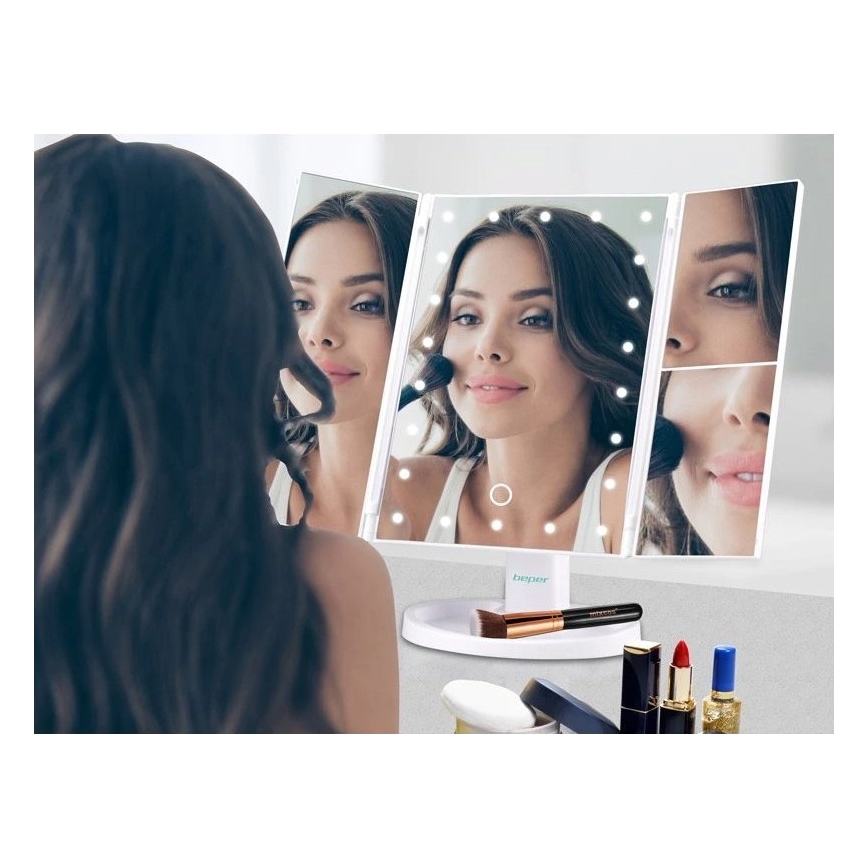Beper - Make-upspiegel met LED-verlichting 4xAAA/5V