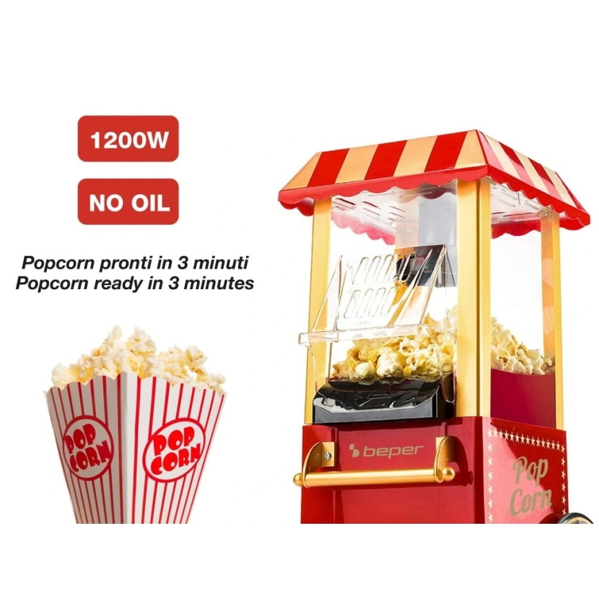 Beper - Popcornmaker 1200W/230V rood