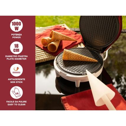 Beper - Wafelijzer 2-in-1 1000 W/230 V rood