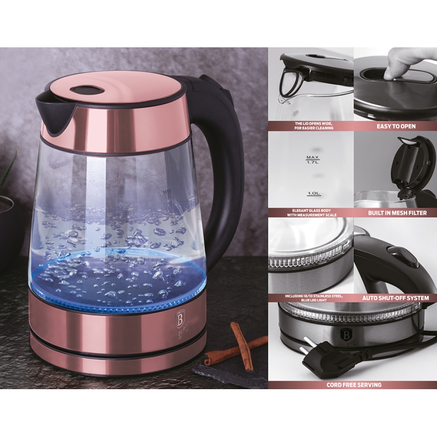 BerlingerHaus - Bouilloire 1,7 l 2200W/230V acier inoxydable/or rose